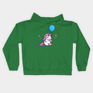 Cute Unicorn Holding Balloon Cartoon Kids Hoodie